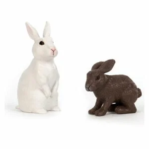 Terra Set of 2 Bunny Rabbit Play Figures White & Brown