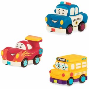 B.toys Mini Pull-Back Vehicles Set, Bus & Cars