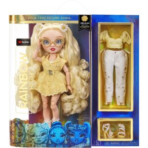 Rainbow High Delilah Fields- Buttercup Yellow Fashion Doll with Albinism & Glasses