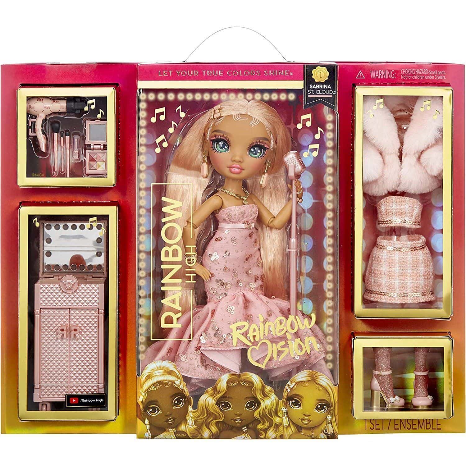 Rainbow Vision Rainbow High Rainbow Divas- Sabrina St. Cloud (Rose-Quartz Pink) Fashion Doll. 2 Designer Outfits to Mix & Match with Vanity... Rainbow Vision Rainbow High Rainbow Divas- Sabrina St. Cloud (Rose-Quartz Pink) Fashion Doll. 2 Designer Outfits to Mix & Match with Vanity...