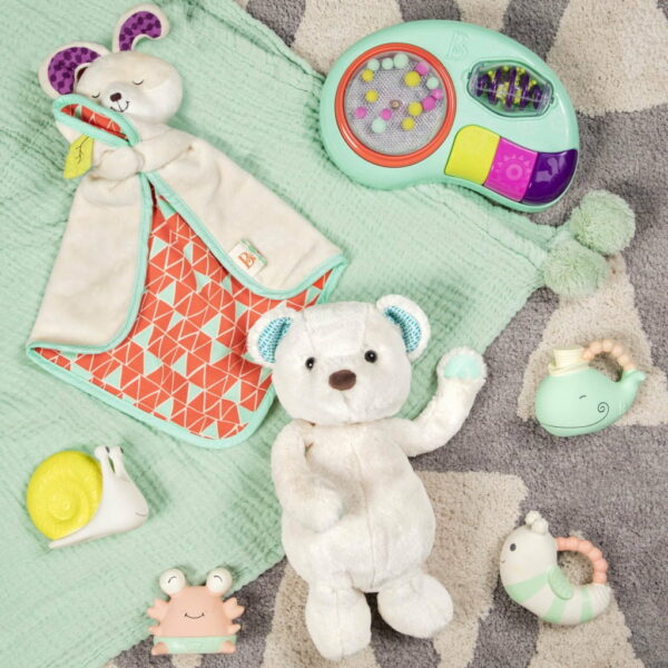 Bunny Baby Blanket B. Snugglies – Fluffy Bunz B.Toys 4 لعب ستور