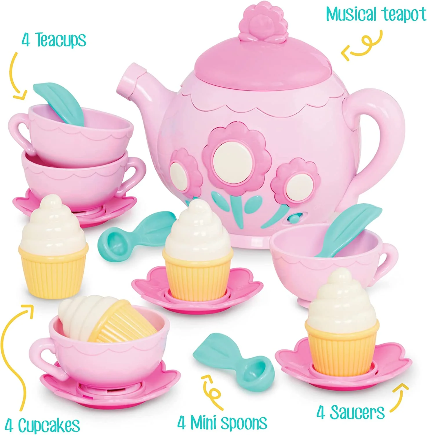 La Dida Musical Tea Party Set Play Circle by Battat – Pink - Image 2