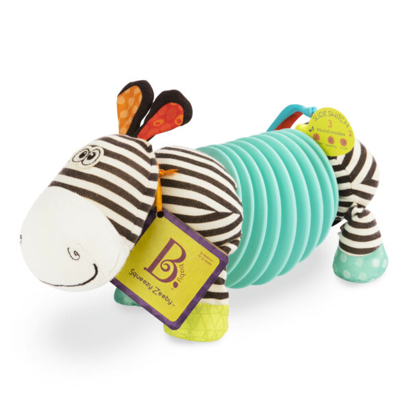 Sensory Musical Zebra Plush Squeezy Zeeby B.Toys 4 Le3ab Store