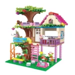 Girl Friendship Tree House Model Scene Small Building Block, Woma
