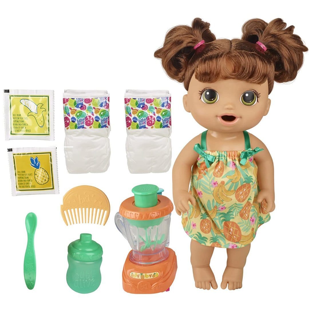 Baby Alive Magical Mixer Baby Doll Tropical Treat with Blender Accessories, Drinks, Wets, Eats, Brown Hair Toy Baby Alive Magical Mixer Baby Doll Tropical Treat with Blender Accessories, Drinks, Wets, Eats, Brown Hair Toy