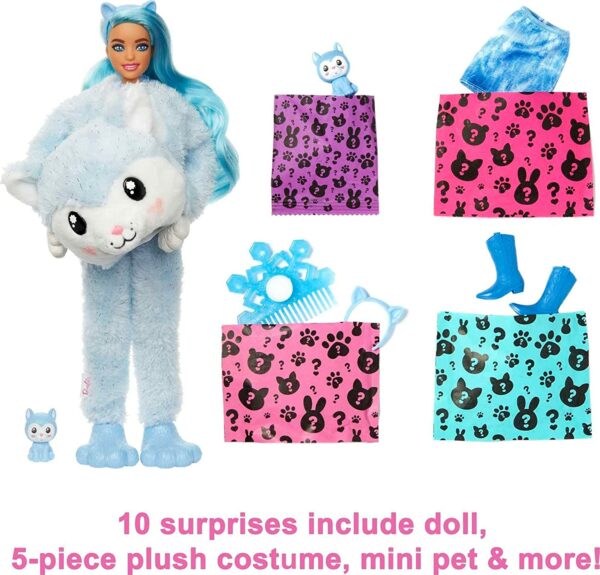 Barbie Cutie Reveal Doll Winter Sparkle Husky Costume 10 Surprises 3 لعب ستور