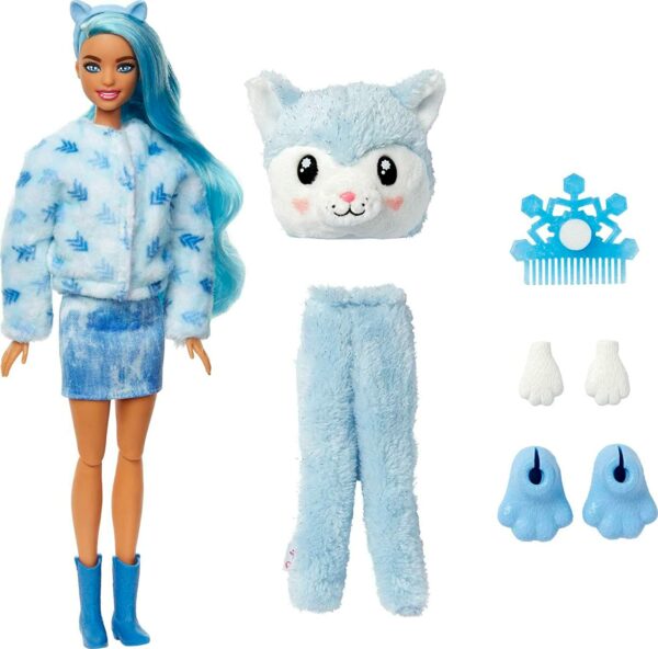 Barbie Cutie Reveal Doll Winter Sparkle Husky Costume 10 Surprises 5 لعب ستور