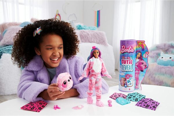 Barbie Cutie Reveal Doll with Sloth Plush Costume amp 10 Surprises 4 Le3ab Store