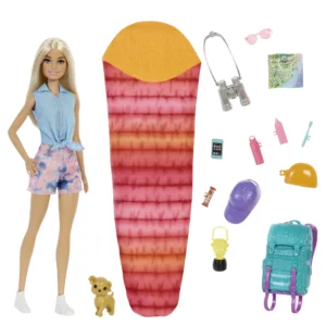 Barbie It Takes Two “Malibu” Camping Doll with Puppy & 10+ Accessories