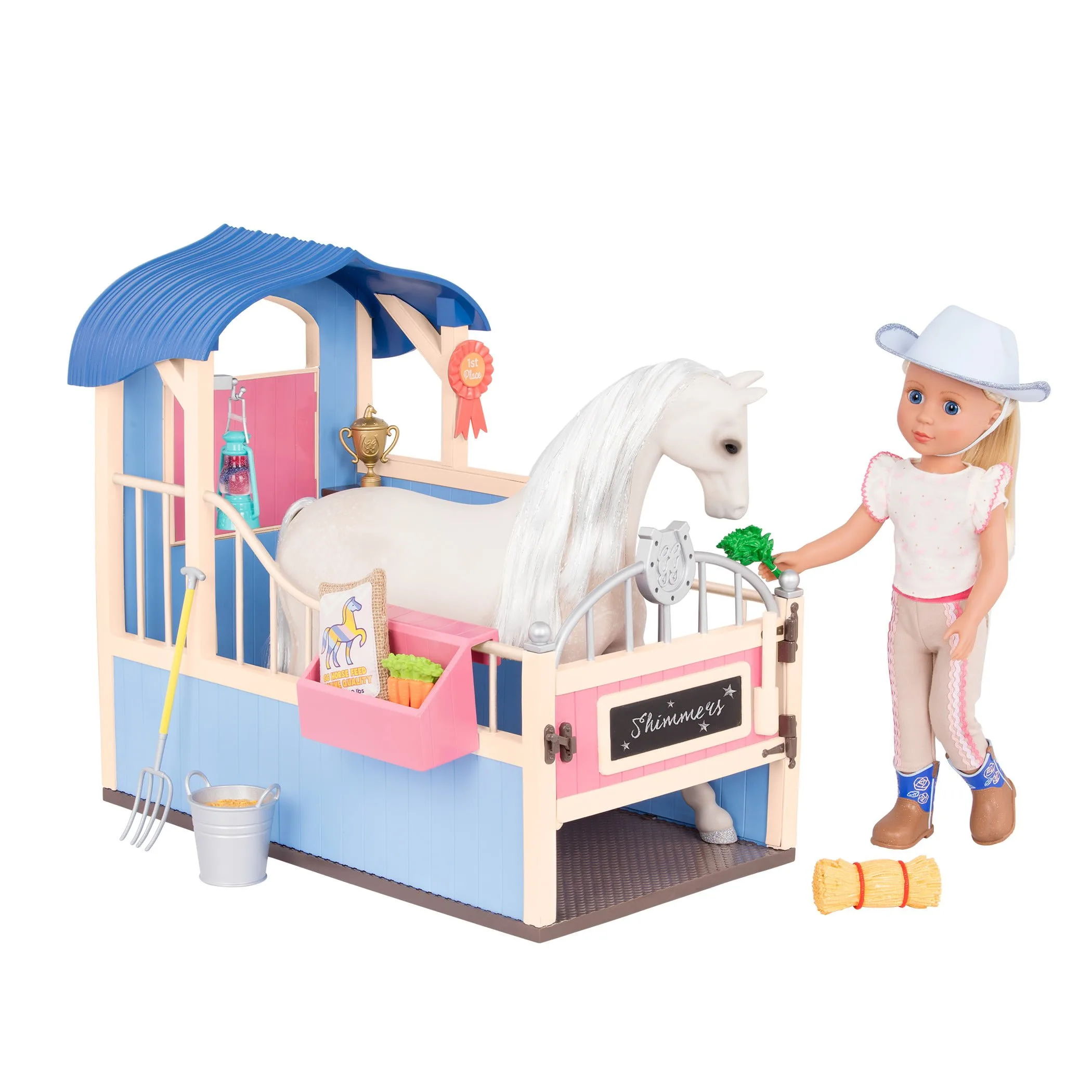 GG Horse Stable, 14-inch Doll Horse Stable Playset, Glitter Girls - Image 1