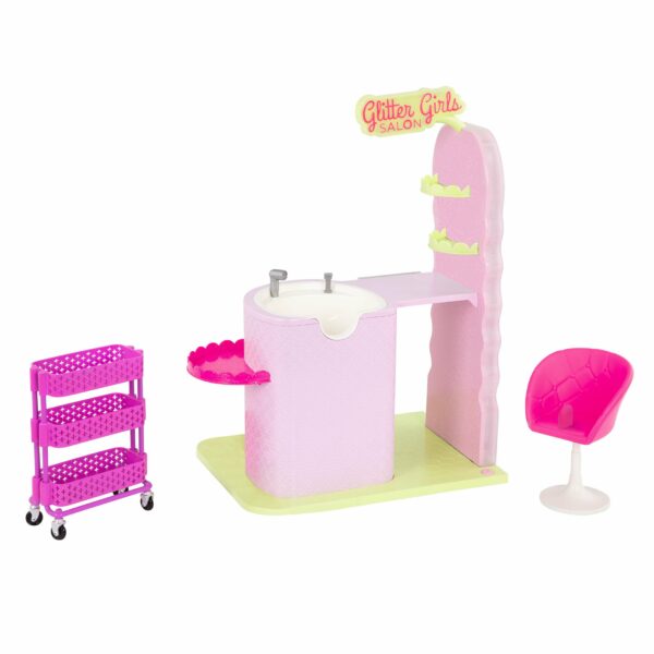 GG57129 Glitter Girls Dolls Hair Salon Playset Cart Chair Le3ab Store