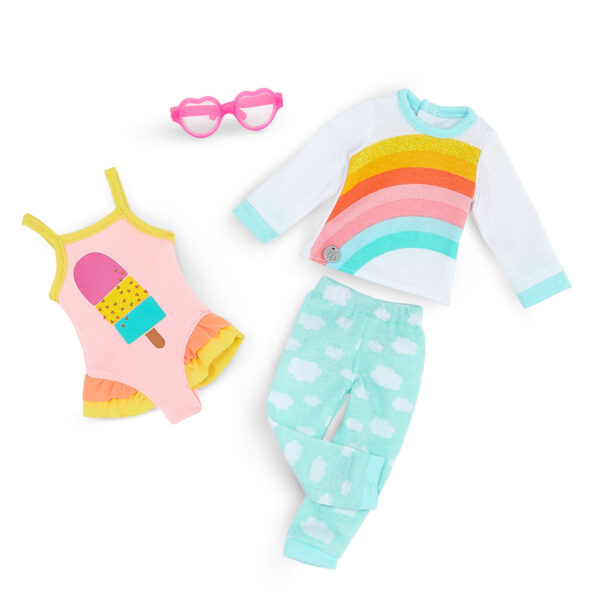 GG57158 Glitter Girls Dolls Suitcase Fashion Set Rainbow Pajama Swimsuit Outfit Le3ab Store