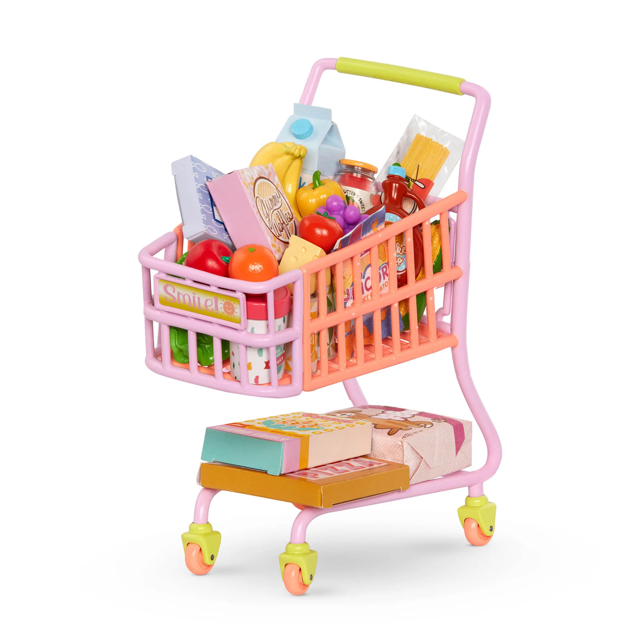 GG57164_Glitter-Girls-Dolls-Rolling-Shopping-Cart-Playset-Grocery-Accessories GG Shopping Cart, Play Food Grocery Set For 14-inch Dolls, Glitter Girls - Image 1
