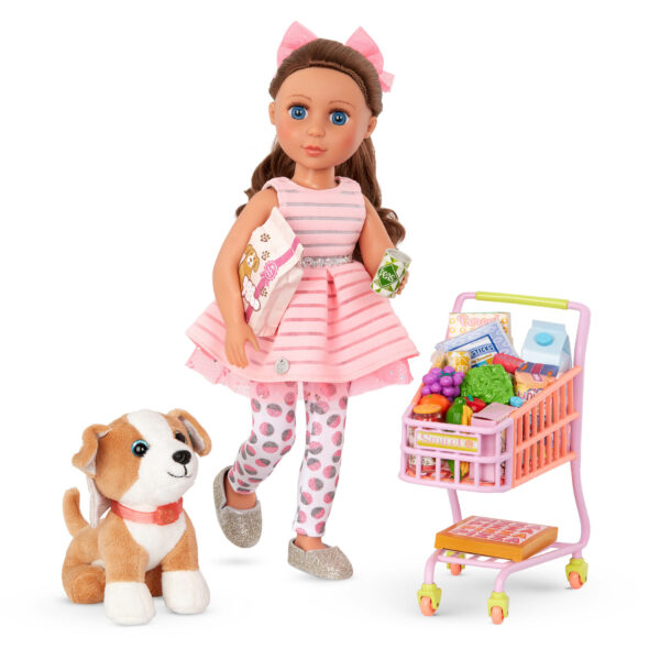 GG57164 Glitter Girls Shopping Cart Playset 14 inch Doll Bluebell Dog Plush Bailey Le3ab Store