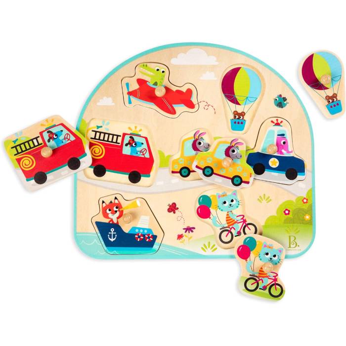 Vehicles On the Go!, Wooden Peg Puzzle, B. Toys Vehicles On the Go!, Wooden Peg Puzzle, B. Toys