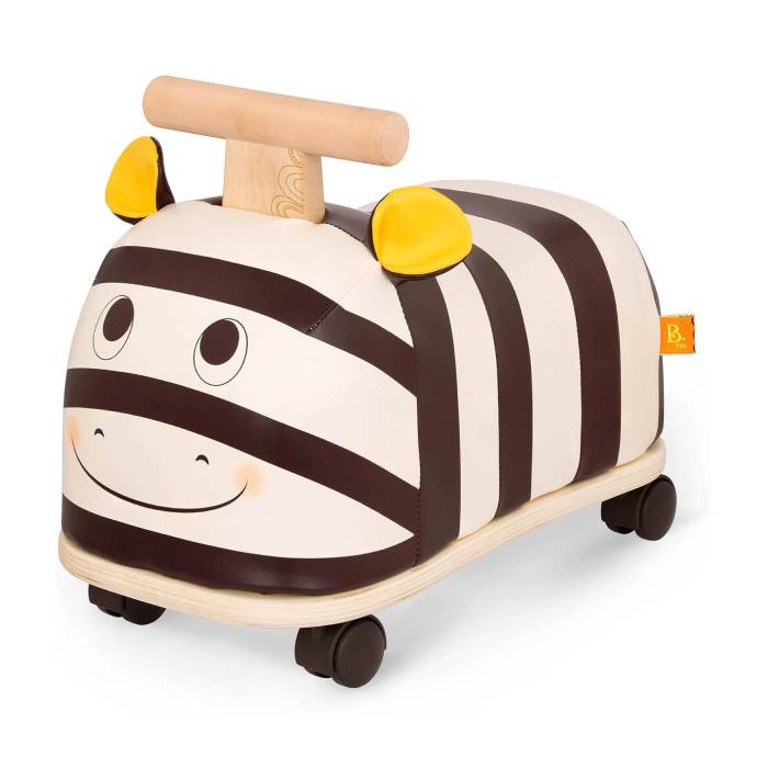 Zippity Zebra – Wooden Zebra Ride-On, B. Toy عجلة الاطفال الخشبية شكل حمار وحشى من بى تويز - الصورة 1