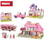 Girl Villa House Brick Building Blocks City Car Bus Model, Woma - Image 2