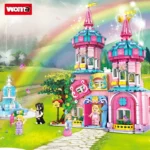 Girl Castle Villa Fountain Puzzle Assembly Small Brick Building Blocks, Woma