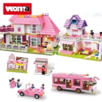 Girl Villa House Brick Building Blocks City Car Bus Model, Woma