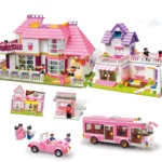 Girl Villa House Brick Building Blocks City Car Bus Model, Woma - Image 3