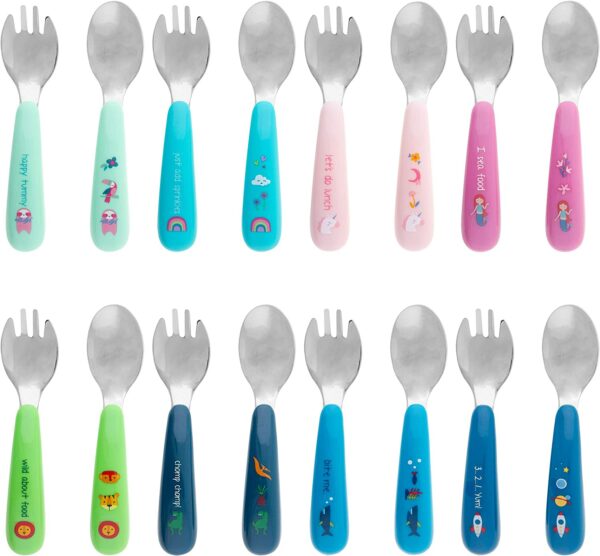 Baby Spoon and Fork Set Rainbow Stainless Steel Stephen Joseph 4 Le3ab Store