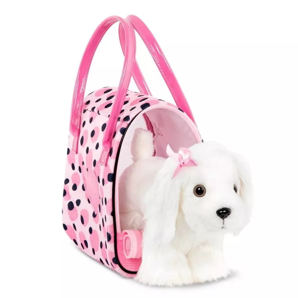 Pucci Pups Pink & Black Spot Print Glam Bag with Maltese Stuffed Animal - Image 4
