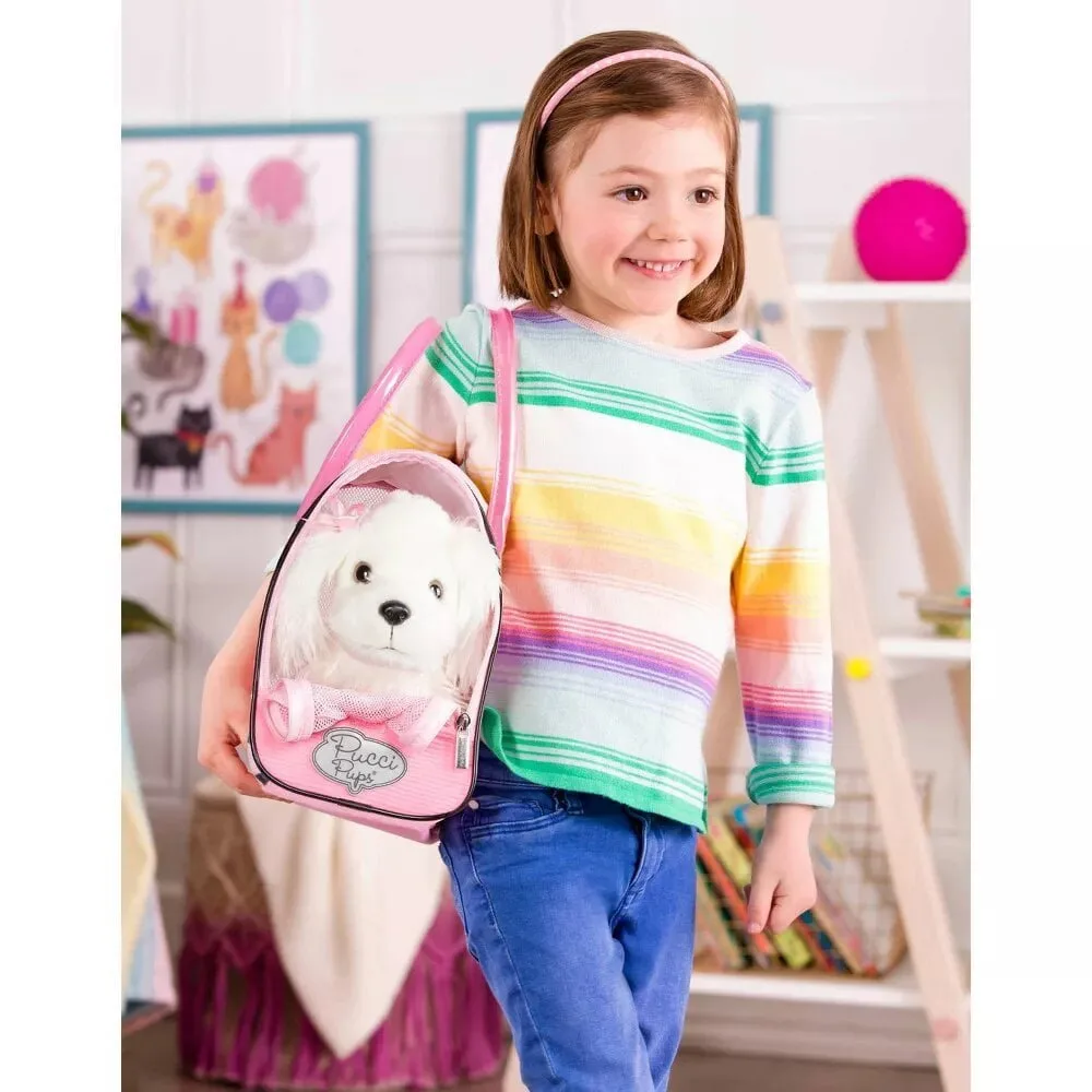 Pucci Pups Pink & Black Spot Print Glam Bag with Maltese Stuffed Animal - Image 2