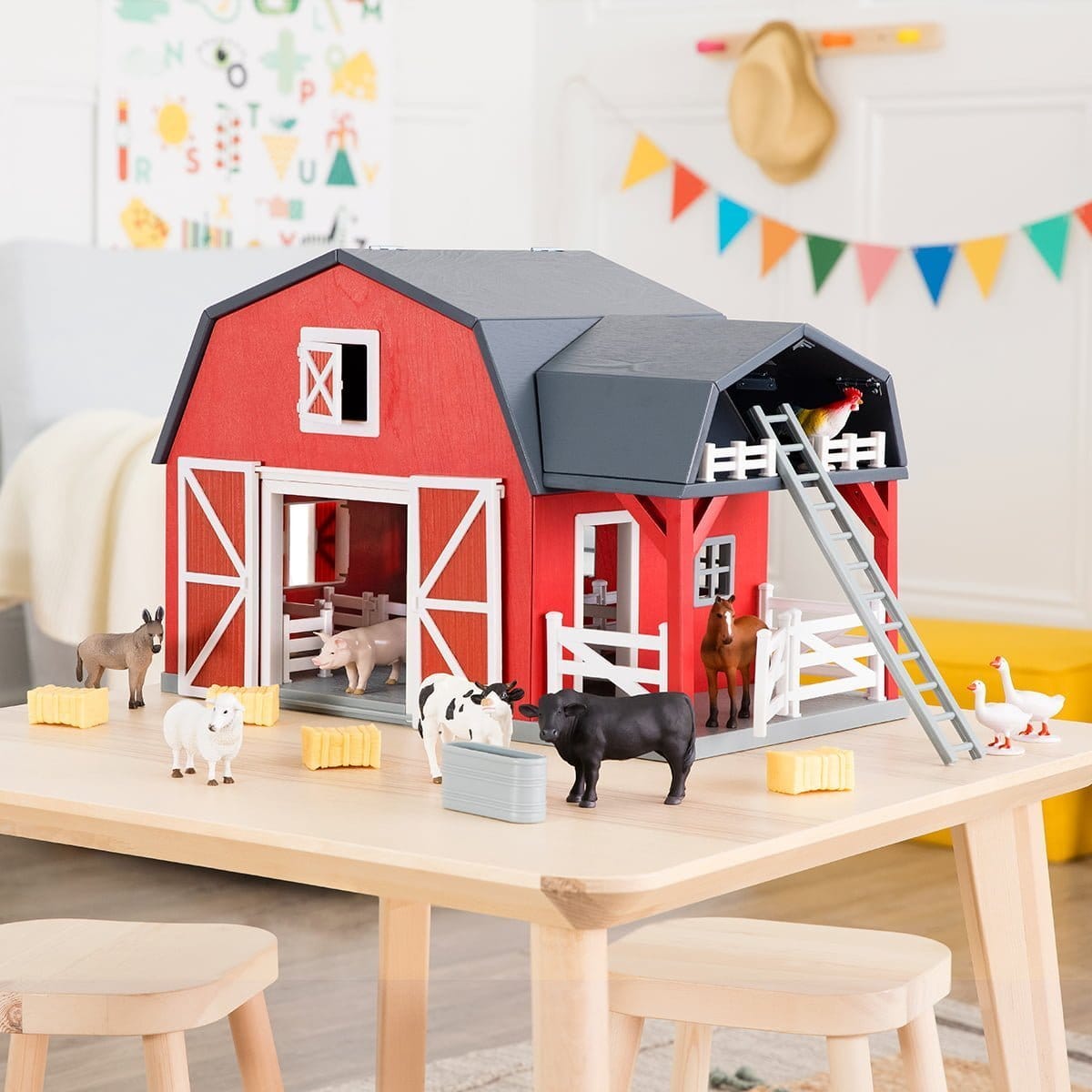 Terra Wooden Animal Barn – Farm Playset Terra Wooden Animal Barn – Farm Playset