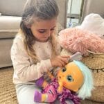 Cry Babies Dressy Fantasy Bruny - 12" Baby Doll | Pink and Purple Shirt with Dragon Themed Hoodie and Baby Pink Pants with Metallic Details - Image 5