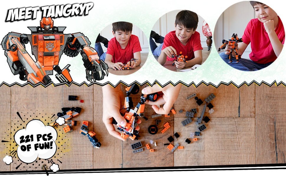 JitteryGit Robot Building Toy Orange Tangryp 221 Pcs Robotryx 1 لعب ستور