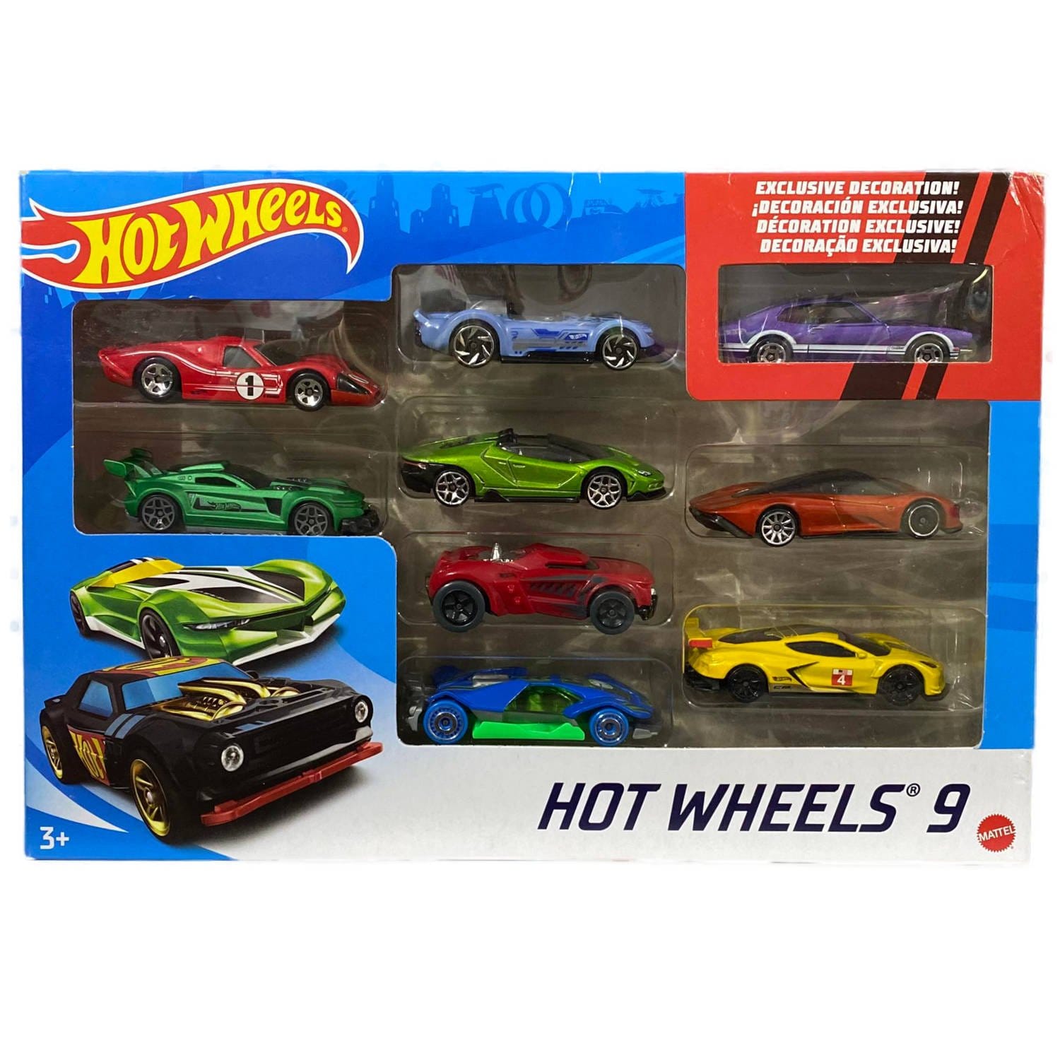 Hot Wheels 9-Car Pack Of 1:64 Scale Vehicles With Exclusive Car Hot Wheels 9-Car Pack Of 1:64 Scale Vehicles With Exclusive Car