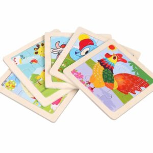 Assorted 9 Pieces Animal Puzzle Jigsaw Wooden Puzzles for Toddlers