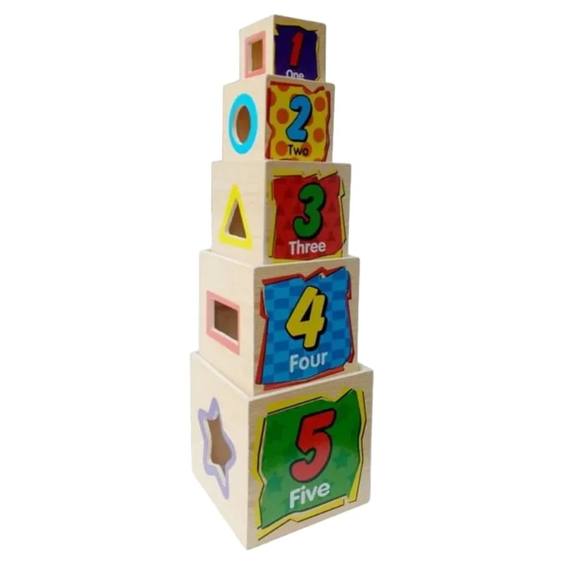 Blocks Shape Sorter Wisdom Shape Set Box Tower - Image 3