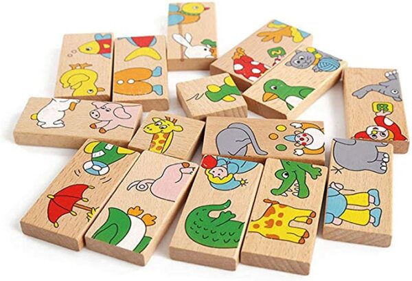 Wooden Animal Domino 10 Le3ab Store