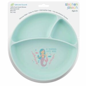Stephen Joseph Silicone Baby Plate with Suction Cups – Mermaid