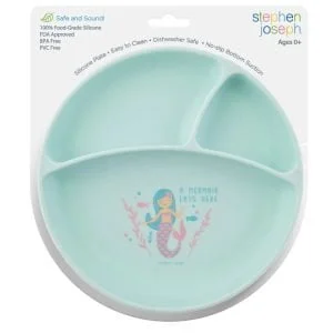 Stephen Joseph Silicone Baby Plate with Suction Cups – Mermaid