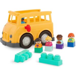 Battat School Bus With 5 Figures & 2 Blocks - 8Pc