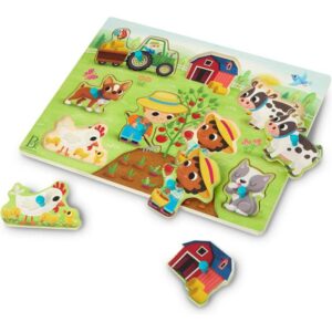 B.toys Peek & Explore Wooden Peg Puzzle - Barnyard