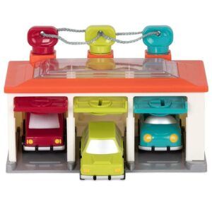 Battat 3 Car Garage -  Shape Sorting Garage with Keys