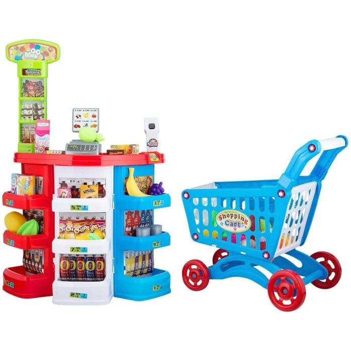 Super Store - Super Market Desk With Sound ,Light, Shopping Cart & 68 Accessories - TG Super Store - Super Market Desk With Sound ,Light, Shopping Cart & 68 Accessories - TG