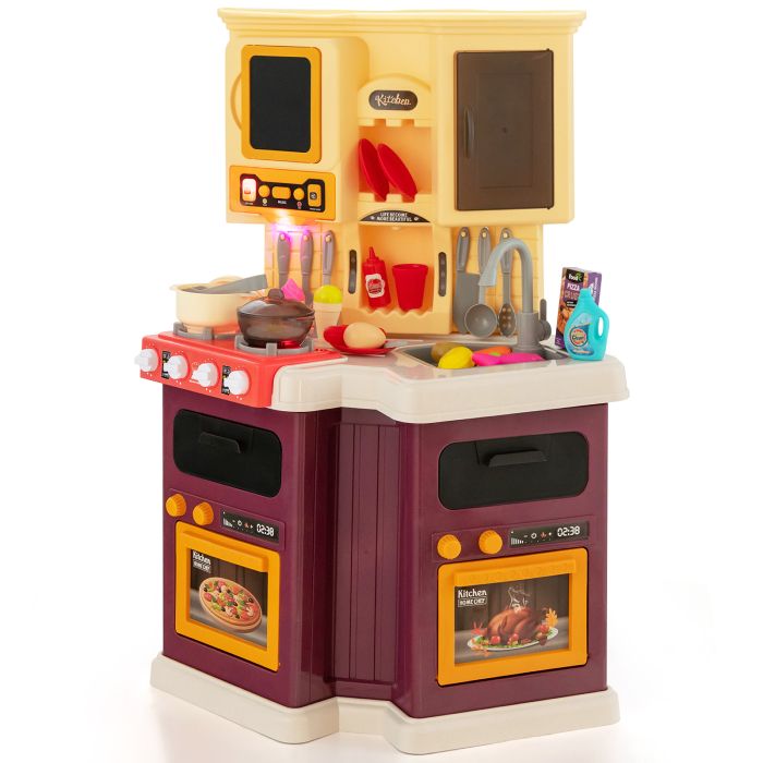 Talented Chef Children's kitchen with Sounds & Lights 77 PCS Dark Red - TG Talented Chef Children's kitchen with Sounds & Lights 77 PCS Dark Red - TG