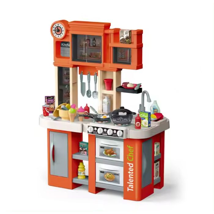 Talented Chef Children's kitchen with Sounds & Lights 79 PCS Orange - TG Talented Chef Children's kitchen with Sounds & Lights 79 PCS Orange - TG