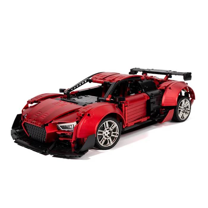 Kbox 1_10 Metal Red R8 Sports Car Model Building Blocks 2641 PCS - TG Kbox 1:10 Metal Red R8 Sports Car Model Building Blocks 2641 PCS - TG