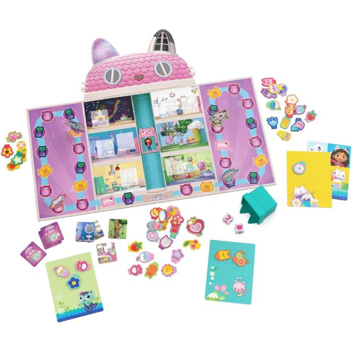 Spin Master Games Gabby's Dollhouse, Jeu de société MIAU – Jeu de société de la série préscolaire Populaire sur Netflix, pour 2 à 4 Joueurs, idéal pour Les Enfants à partir de