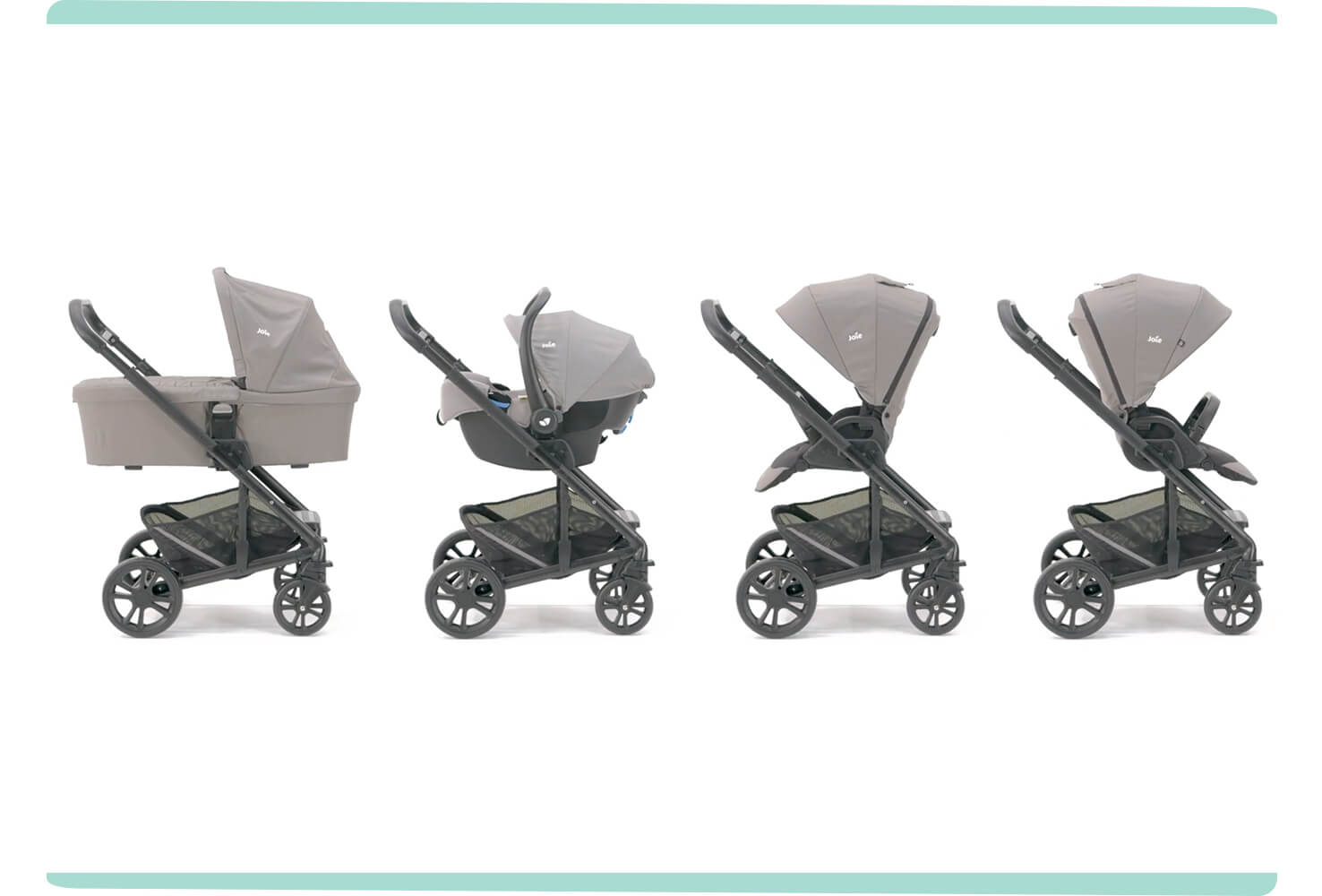 Transfer your sleeping baby or adventure with your busy toddler – with carry cot, infant carrier, parent and forward facing modes you can create a versatile 4in1 travel system that meets your child’s needs from birth to big kid. Infant carrier and carry cot sold separately.