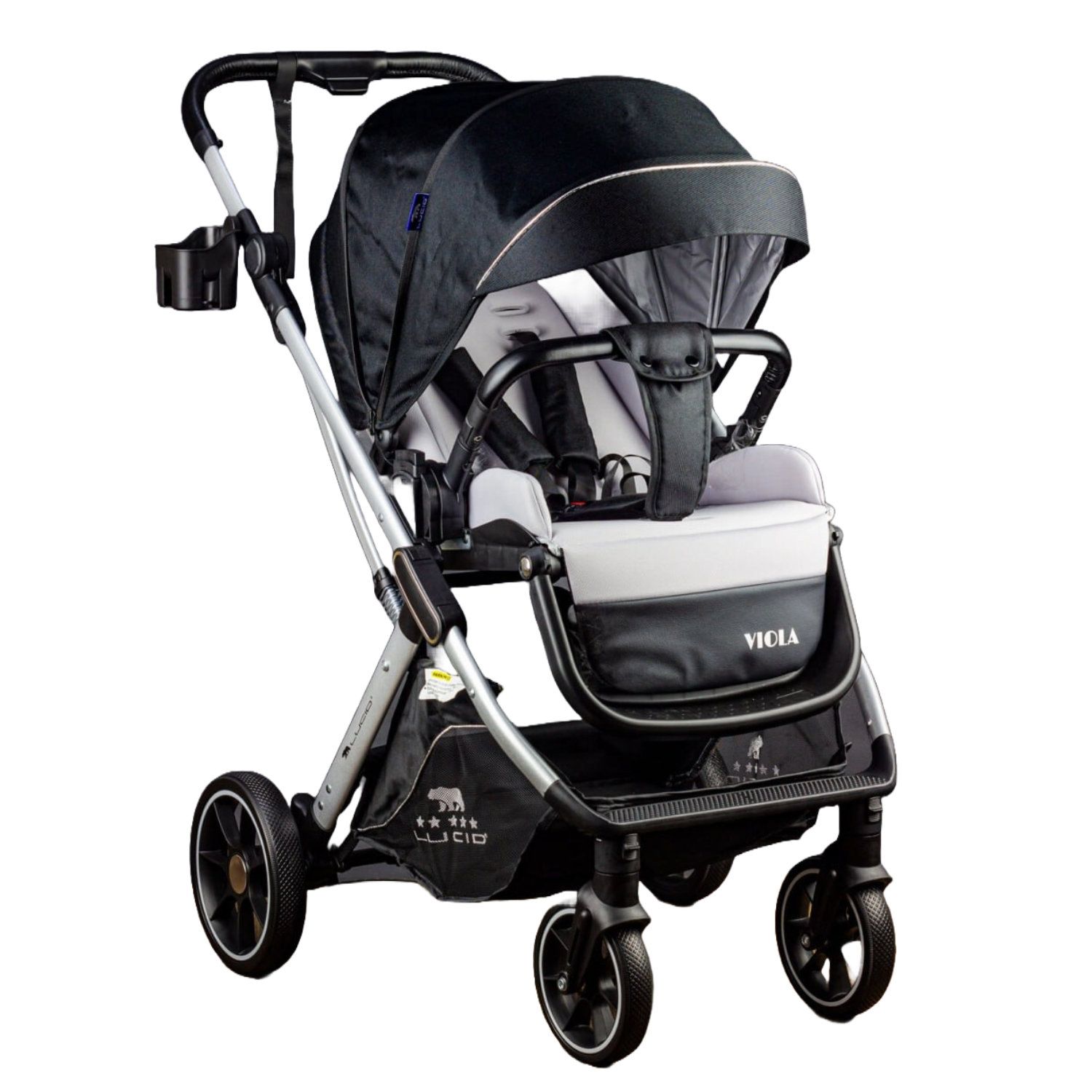 Lucid Viola Luxury Baby Stroller – Black Grey عربية أطفال لوسيد فيولا – تصميم إيطالي، لون أسود × رمادي