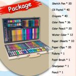 Wooden Box Kids Drawing Art Set 220 Pcs - TG - Image 2