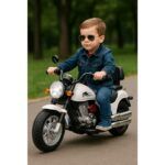 Kids Electric Motorcycle White - TG - Image 2