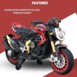 Kids Electric Motorbike LED Lights & Music - Red - TG - Image 2