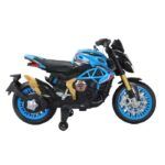 Kids Electric Motorbike LED Lights & Music - Blue- TG - Image 2